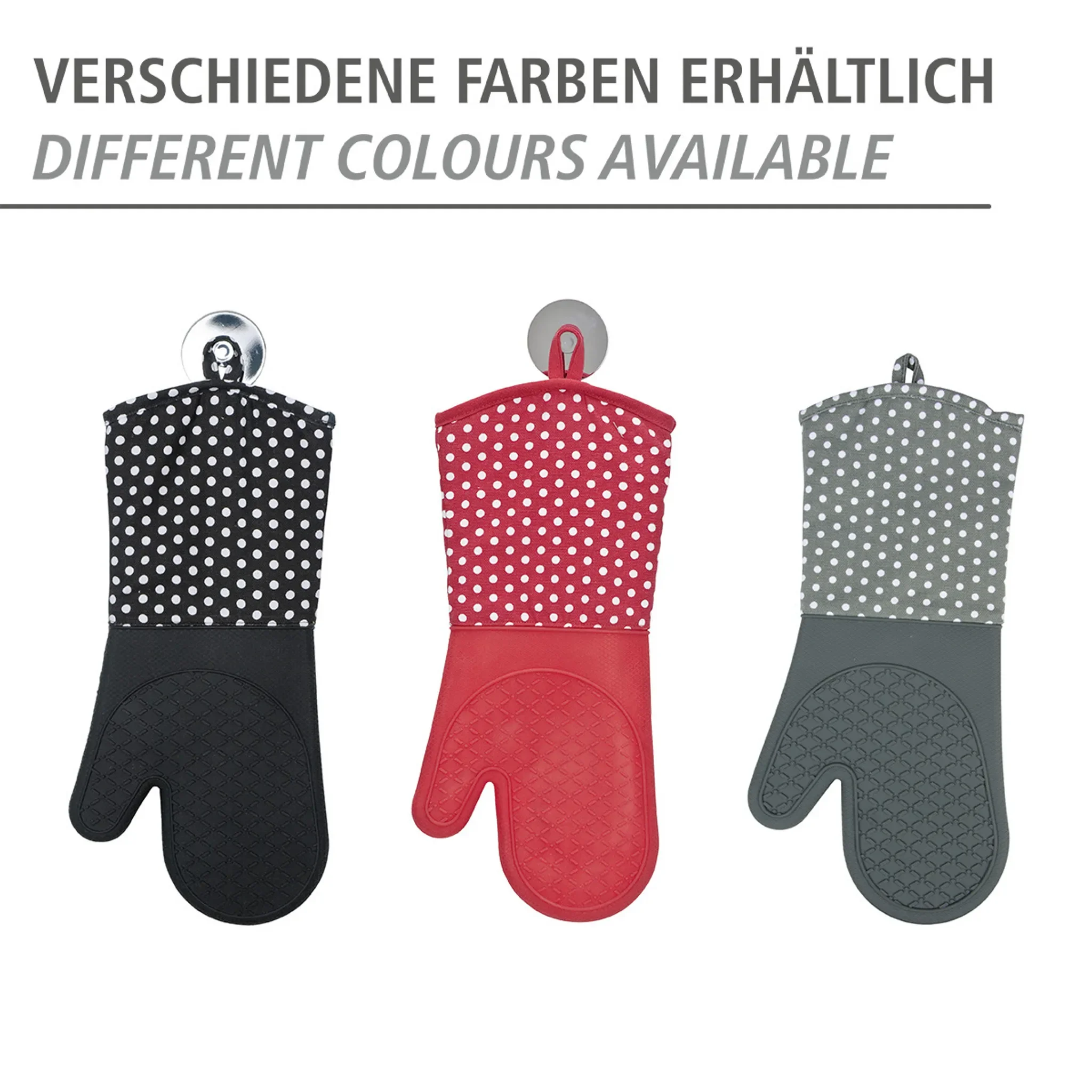 WENKO – Topfhandschuhe / Ofenhandschuhe aus Silikon & Baumwolle – Grau (1 Paar)